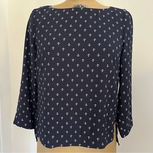 Lila Rose Boatneck 3/4 Sleeve Anchor Print Top